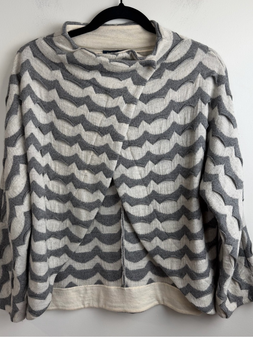 Piazza Sempione Women’s Wool Blend 3/4 Sleeves Zig-Zag Knit Sweater Size M